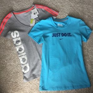 👟 NEW! adidas and Nike t-shirt set size small